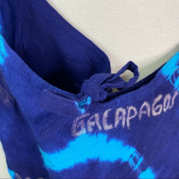 Vintage Galápagos Islands Blue Tie Dyed Turtle Crossbody Tote Bag - Picture 4 of 8